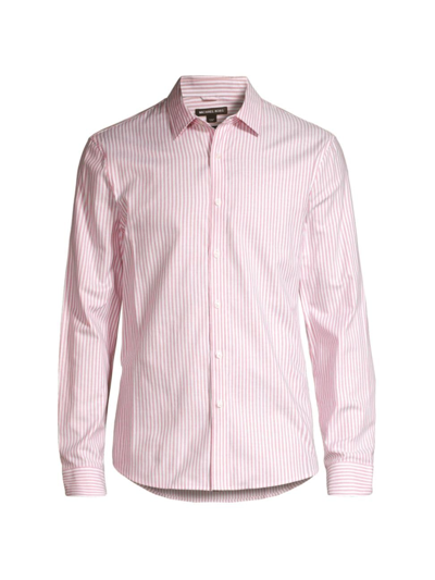 Shop Michael Kors Men's Pinstriped Button-front Oxford Shirt In Dusty Rose