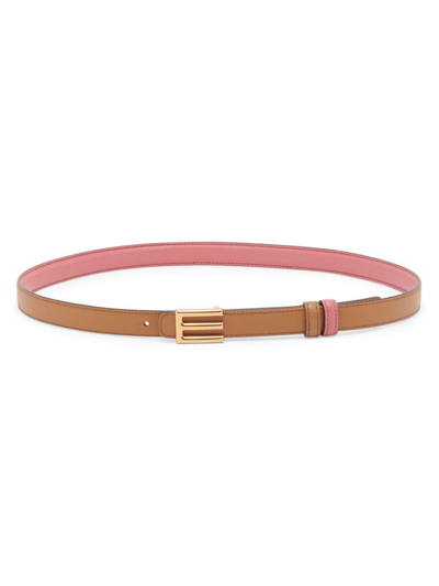 Shop Etro Women's Reversible Leather Belt In Brown Pink