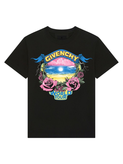 Shop Givenchy Men's World Tour Oversized T-shirt In Cotton In Black