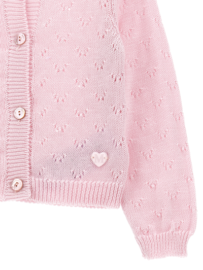 Monnalisa Cotton Cardigan In Rosa Fairy Tale