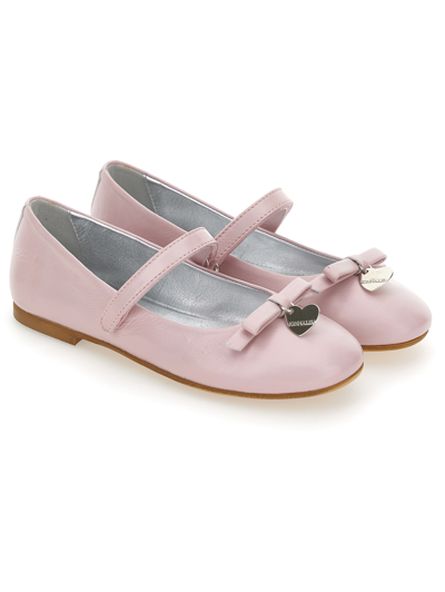 Monnalisa Iridescent Leather Ballet Flats In Rosa Fairy Tale