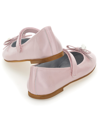 Monnalisa Iridescent Leather Ballet Flats In Rosa Fairy Tale