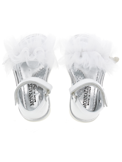 Shop Monnalisa Sandals With Tulle In White