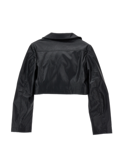 Shop Monnalisa Coated Fabric Spencer Jacket In Black