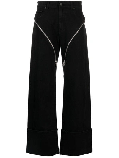 Shop Mugler Women Cuffed Zipper Jeans In 1999 Black