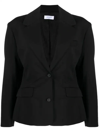 Shop Off-white Women Wool Blend Round S/b Jacket In Black
