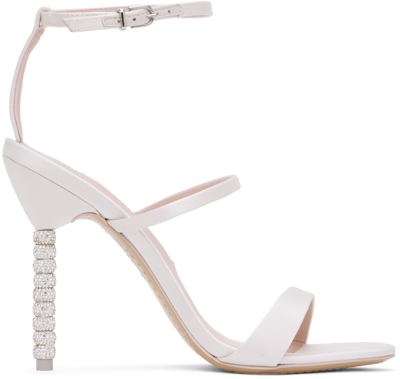 Shop Sophia Webster Off-white Rosalind Crystal Heeled Sandals In Soft Ivory