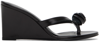 Shop Magda Butrym Black Wedge Heeled Sandals