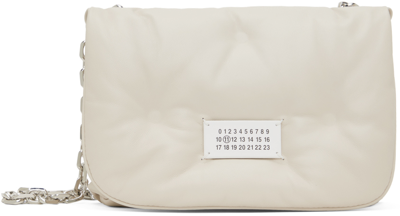Shop Maison Margiela Off-white Glam Slam Flap Small Bag In H9677 Greige