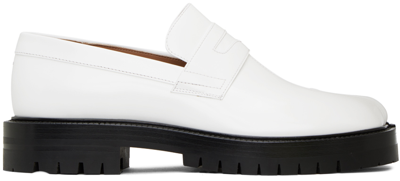 Shop Maison Margiela White Tabi County Loafers In H8327 White/black