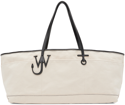 Shop Jw Anderson Off-white Stretch Anchor Canvas Tote In 157 Natural/black