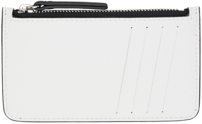 Shop Maison Margiela Black & White Four Stitches Card Holder In Ha202 Black/white