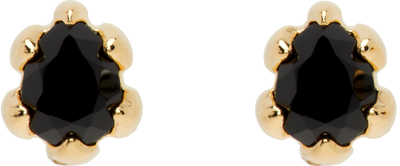 Shop Stolen Girlfriends Club Gold Micro Onyx Stud Earrings In Gold Plated Onyx