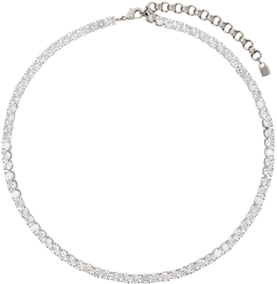 Shop Dsquared2 Silver D2 Classic Necklace In M1319 Silver+crystal