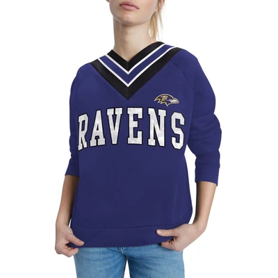Shop Tommy Hilfiger Purple Baltimore Ravens Heidi V-neck Pullover Sweatshirt