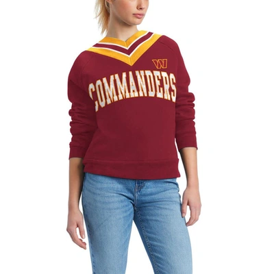 Shop Tommy Hilfiger Burgundy Washington Commanders Heidi V-neck Pullover Sweatshirt