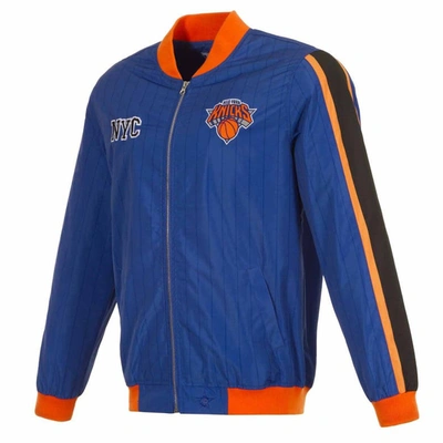 Shop Jh Design Royal New York Knicks 2023/24 City Edition Full-zip Bomber Jacket