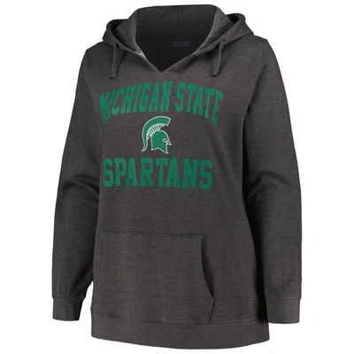 Shop Champion Heather Charcoal Michigan State Spartans Plus Size Heart & Soul Notch Neck Pullover