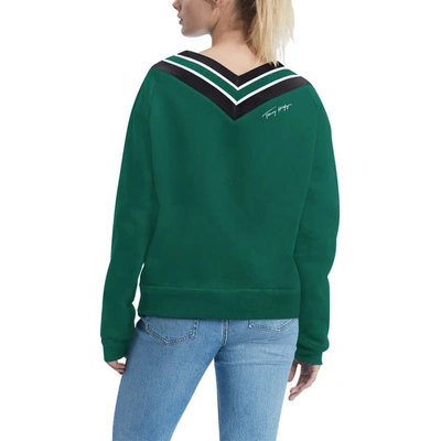 Shop Tommy Hilfiger Green New York Jets Heidi V-neck Pullover Sweatshirt