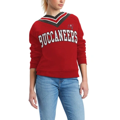 Shop Tommy Hilfiger Red Tampa Bay Buccaneers Heidi V-neck Pullover Sweatshirt