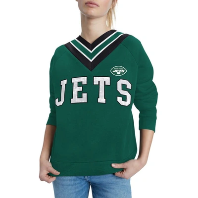 Shop Tommy Hilfiger Green New York Jets Heidi V-neck Pullover Sweatshirt