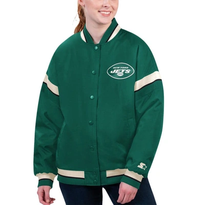 Shop Starter Green New York Jets Tournament Full-snap Varsity Jacket