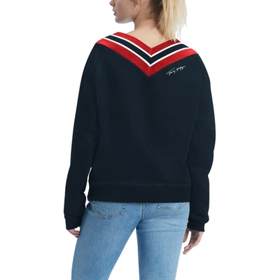 Shop Tommy Hilfiger Navy Houston Texans Heidi V-neck Pullover Sweatshirt