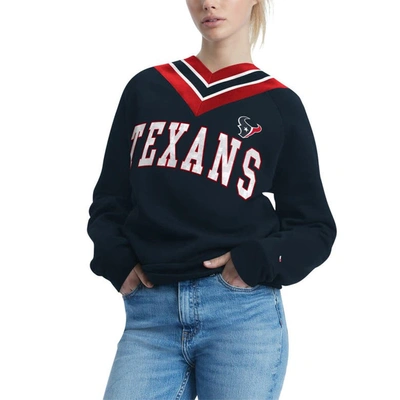 Shop Tommy Hilfiger Navy Houston Texans Heidi V-neck Pullover Sweatshirt