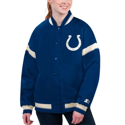 Shop Starter Royal Indianapolis Colts Tournament Full-snap Varsity Jacket