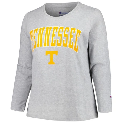 Shop Profile Gray Tennessee Volunteers Plus Size Arch Over Logo Scoop Neck Long Sleeve T-shirt