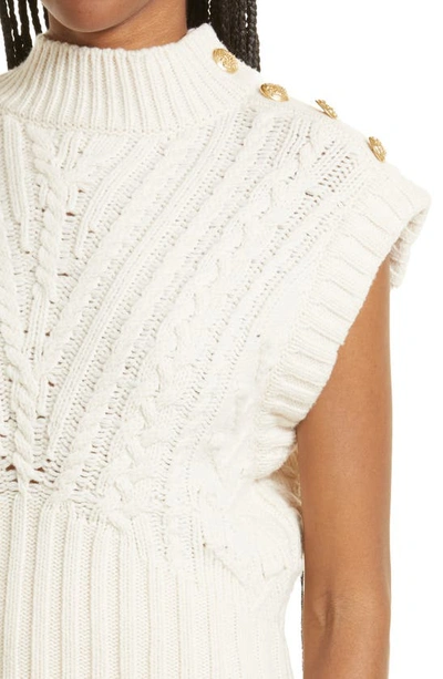 Shop Veronica Beard Holton Lambswool Cap Sleeve Sweater In Off-white