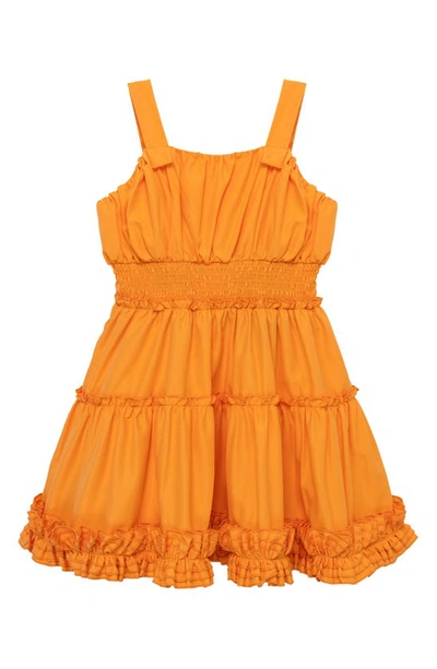 Shop Habitual Kids Kids' Ruffle Smocked Waist Fit & Flare Dress In Orange