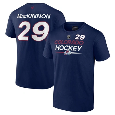 Shop Fanatics Branded Nathan Mackinnon Navy Colorado Avalanche Authentic Pro Prime Name & Number T-shirt