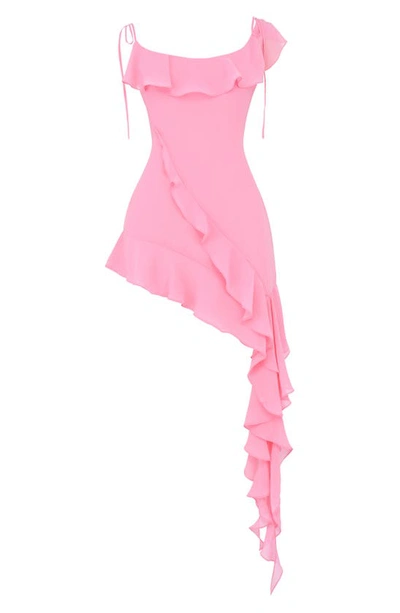 House Of Cb Womens French Pink Marcia Ruffle-trim Woven Mini Dress In Dianthus