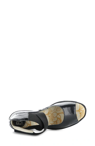 Fly London Yefi Platform Wedge Sandal In Black Luxor