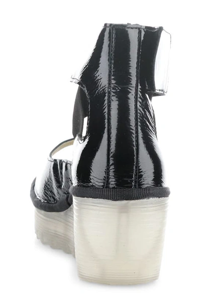 Fly London Yefi Platform Wedge Sandal In Black Luxor