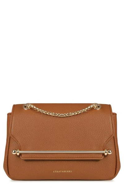 Shop Strathberry Mini Soft Leather East/west Shoulder Bag In Tan