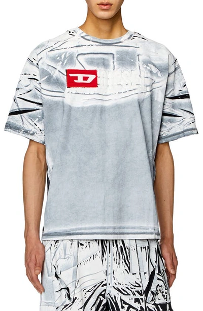 Shop Diesel ® T-ox Cotton Graphic T-shirt In White Multi