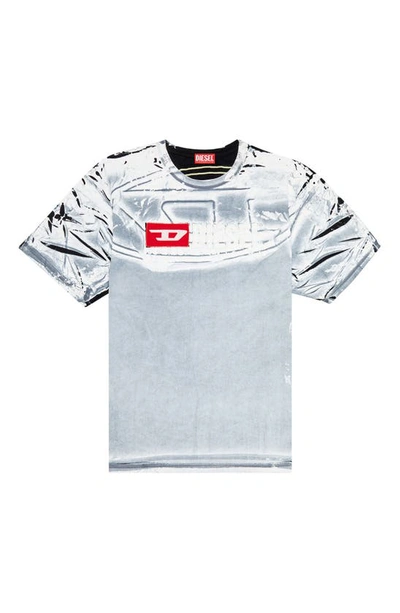 Shop Diesel T-ox Cotton Graphic T-shirt In White Multi