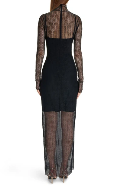 Shop Givenchy 4g Tulle Overlay Long Sleeve Dress In Black