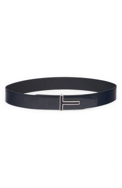 Tom Ford Reversible Logo Leather Belt In Black