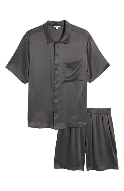 Shop Lunya Washable Silk Button-up Short Pajamas In Meditative Grey