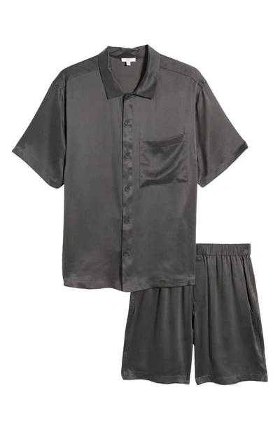 Lunya Washable Silk Button-up Short Pajamas In Meditative Grey
