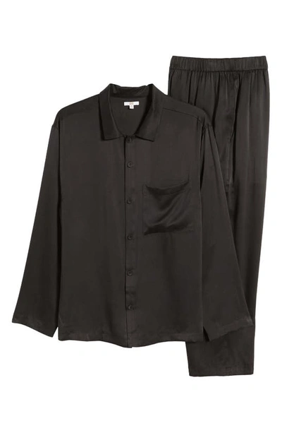 Shop Lunya Long Sleeve Washable Silk Pajamas In Immersed Black