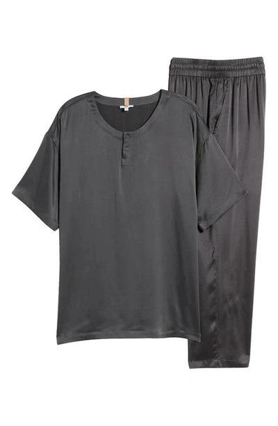 Shop Lunya Washable Silk Henley Pajamas In Meditative Grey