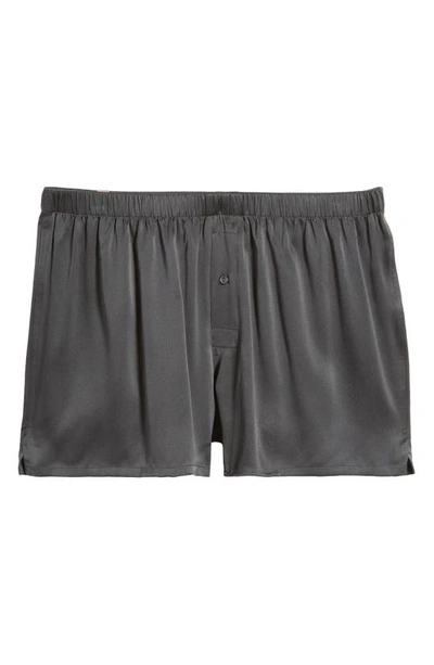 Shop Lunya Washable Silk Boxer Shorts In Meditative Grey