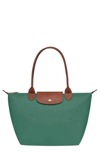 Shop Longchamp Medium Le Pliage Nylon Shoulder Tote In Sage