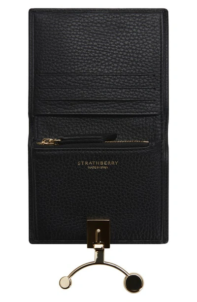 Shop Strathberry Crescent Leather Bifold Wallet In Black