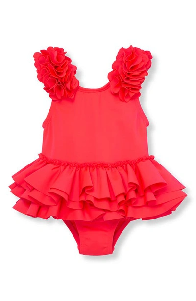 Shop Habitual Tiered Ruffle Skirted One-piece Swimsuit In Pink