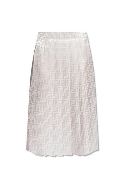 Shop Fendi Logo Monogrammed Midi Skirt In Grey